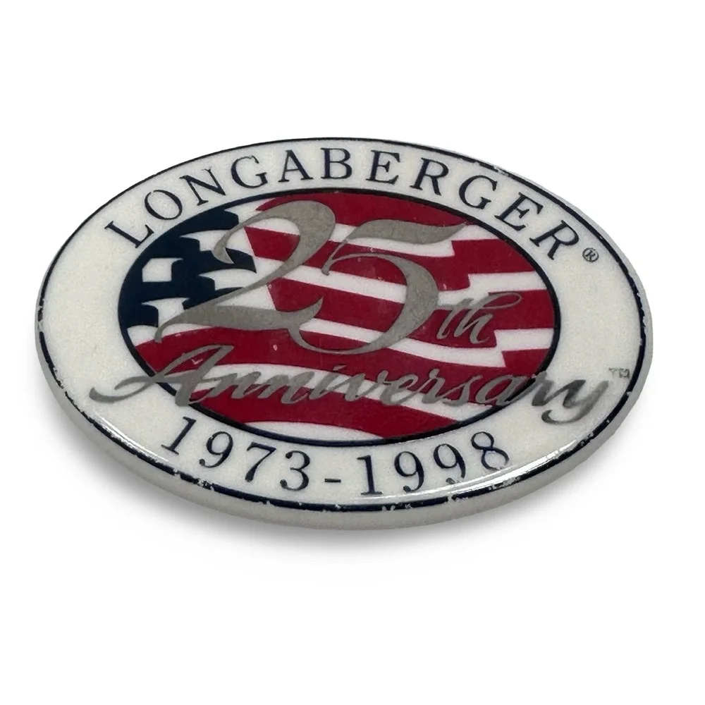 Longaberger‎ 25th Anniversary Basket Tie-On Charm 1973-1998 American Flag Oval